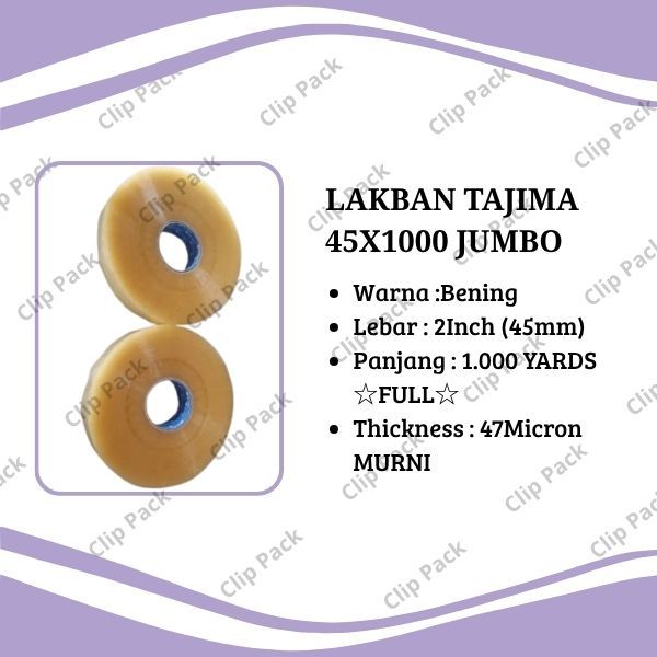

Tajima Lakban Bening Jumbo 45mm X 1000Yard Tape Packing Super Panjang & Kuat