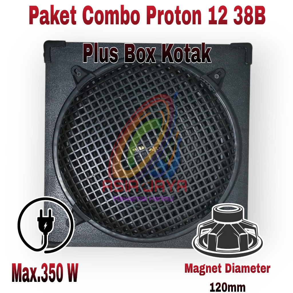 Paket Combo Speaker Proton 12 30H120SRW38B Woofer + Box 12 Inch Kotak Single PVC Dan Siku Box