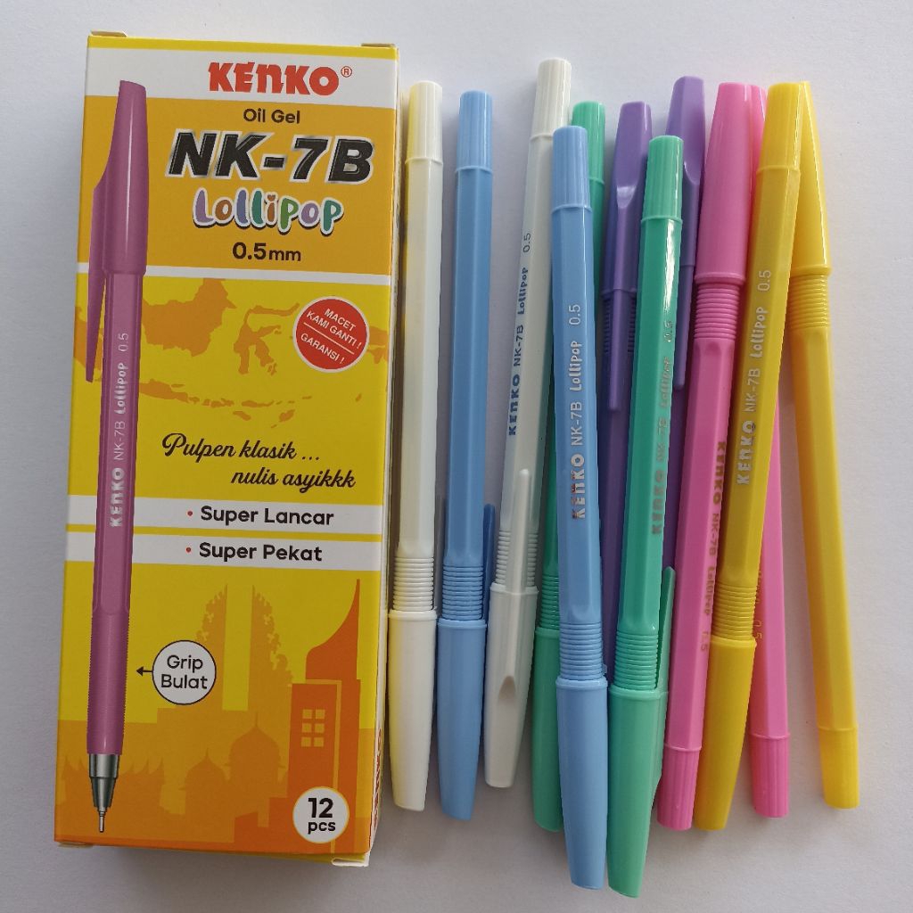 

Kenko NK-7B Lollipop | Ballpoint 0.5mm / Pen / Ball Point / Oil Gel Grip Bulat