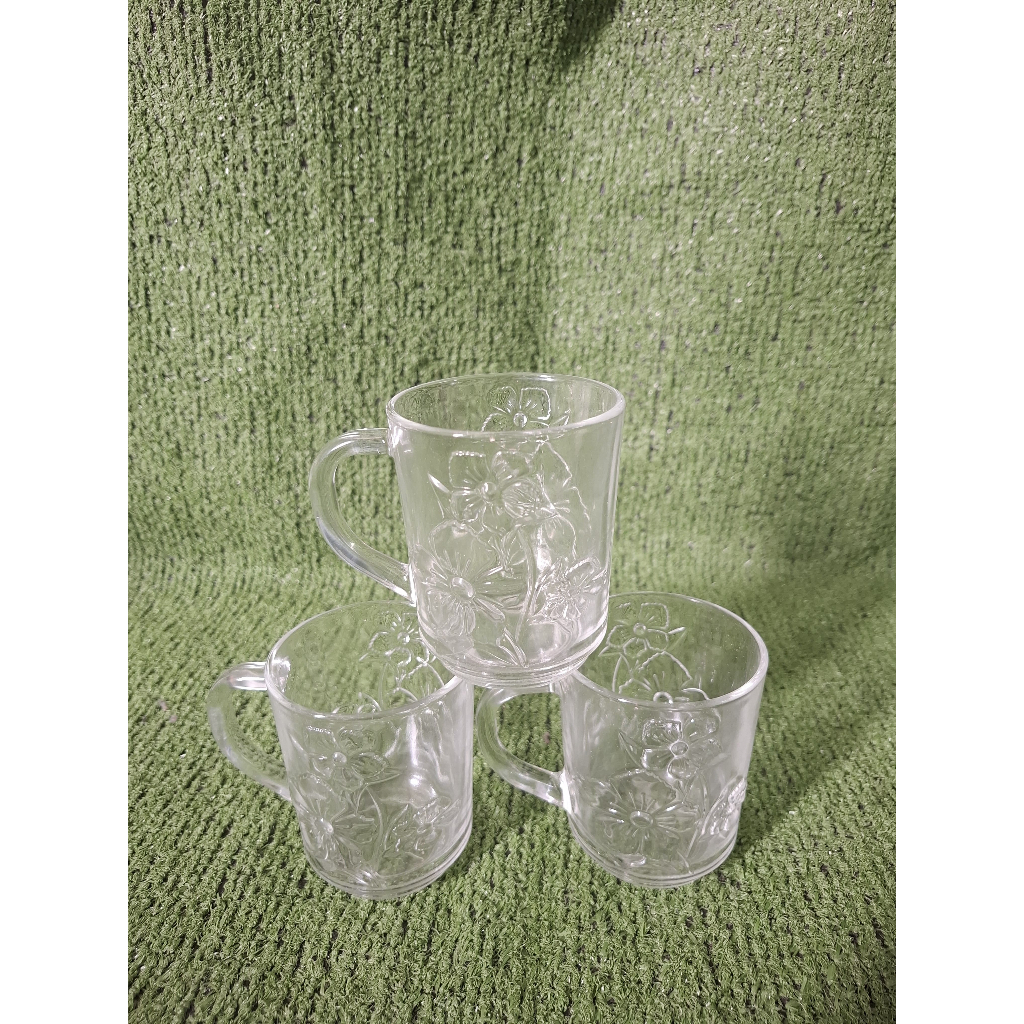 PROMO 1 PCS GELAS KACA GELAS BUNGA KAMBOJA GELAS MINUM GELAS KOPI GELAS GAGANG
