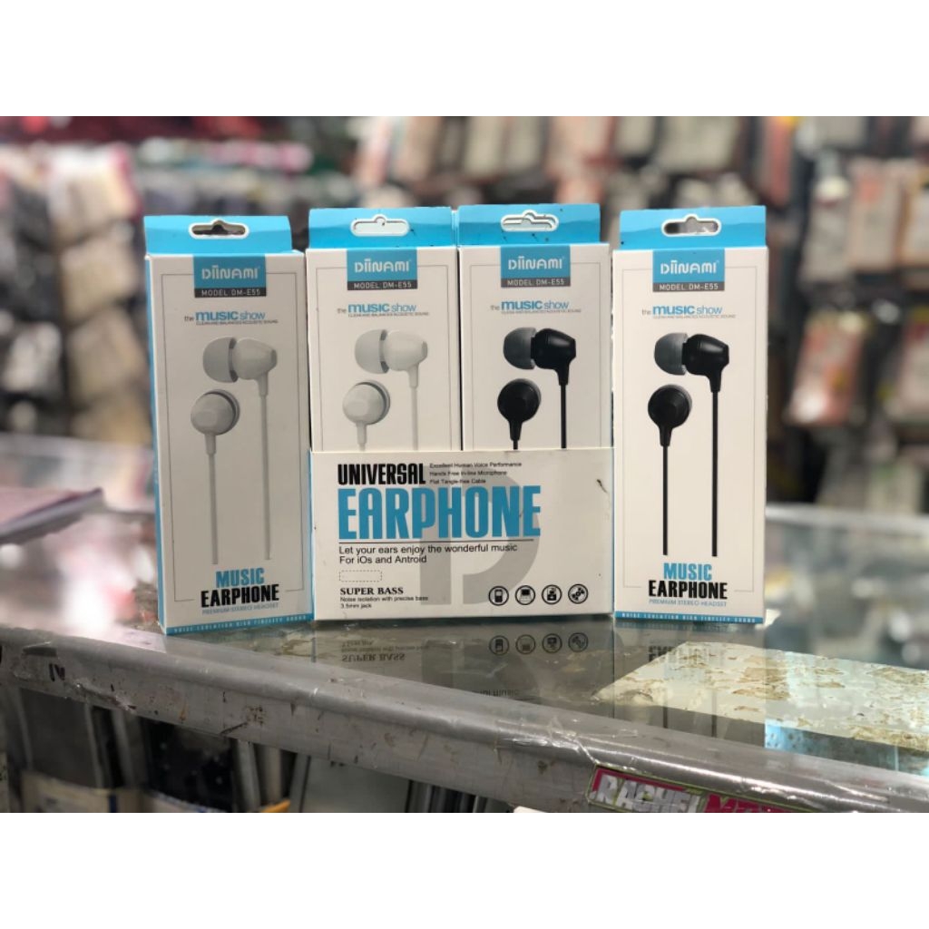 WJS88_EARPHONE DIINAMI E55/HEADSET DIINAMI E55 WHITE & BLACK