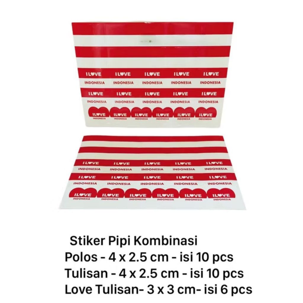 

STIKER MERAH PUTIH BUAT DI PIPI 17 AGUSTUS HUT RI