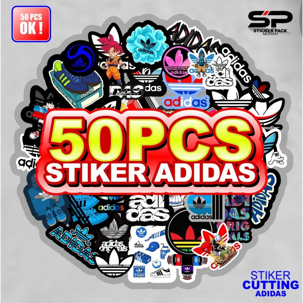 

50pcs stiker pack stiker brand adidas sudah tepotong
