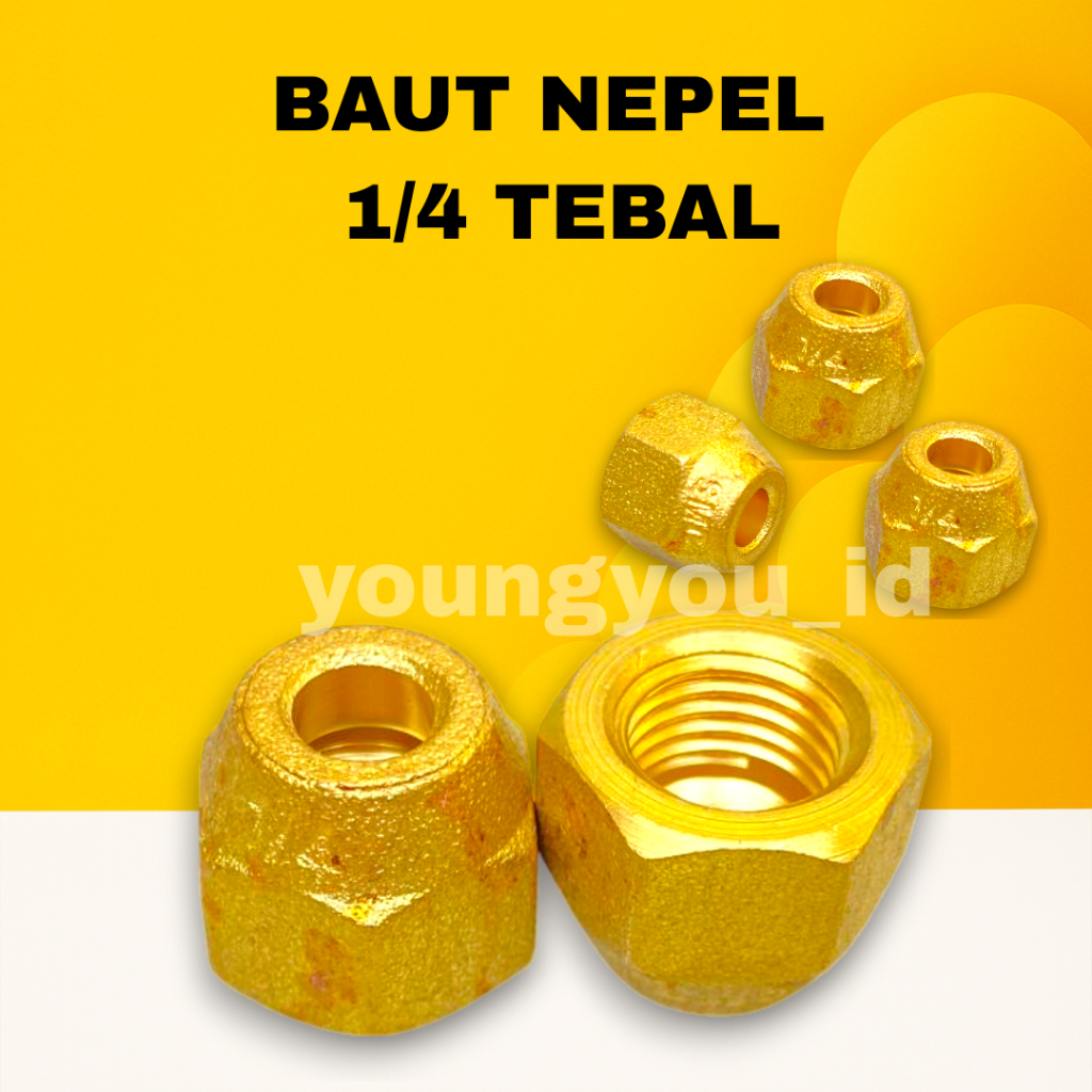 BAUT NEPEL SAMBUNGAN PIPA 1/4 INCH – BAHAN KUNINGAN ANTI KARAT UNTUK KOMPRESOR, AIR & OLI (HPH QUALI