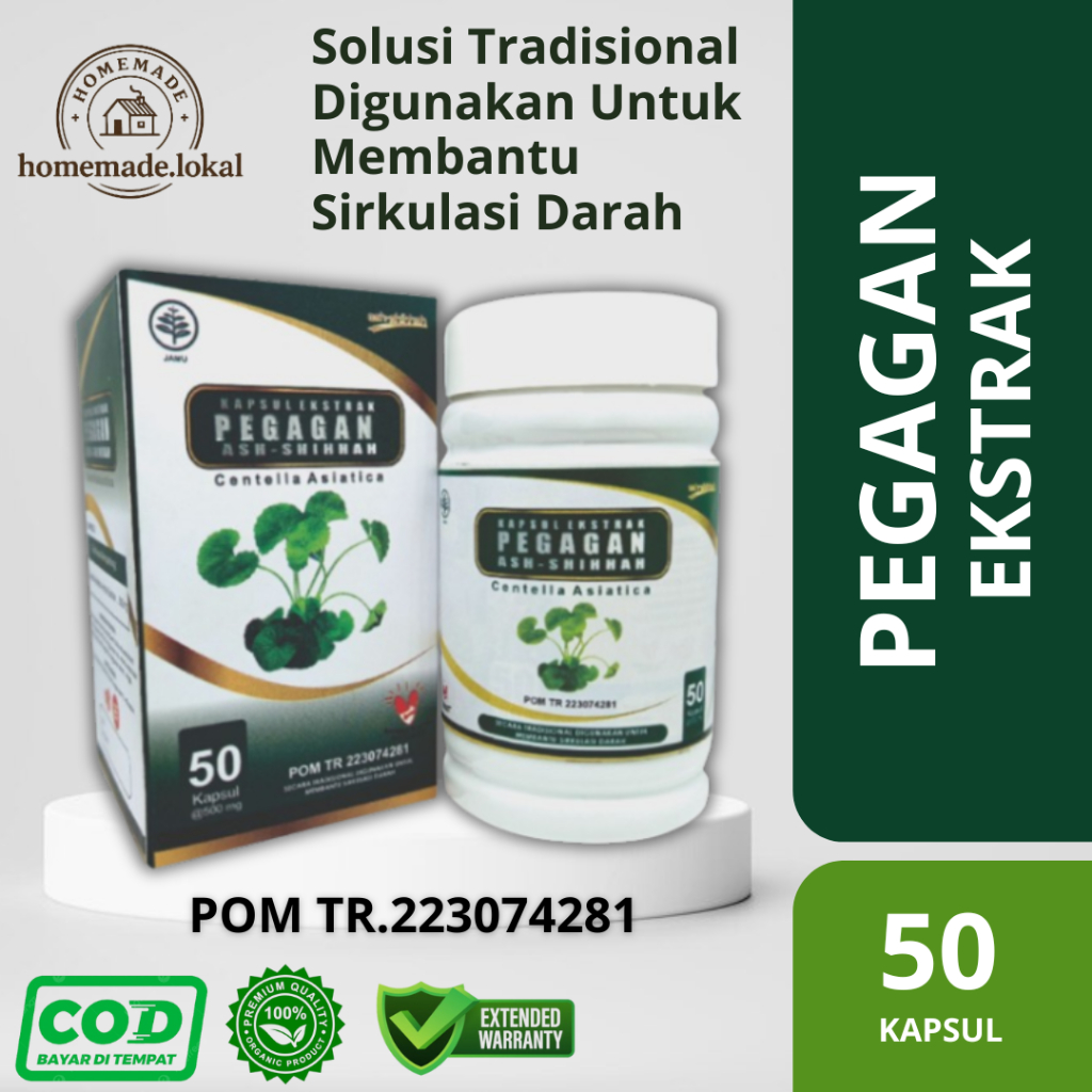 BPOM Kapsul Ekstrak Daun Pegagan 500 mg isi 50 Insomnia Vertigo Antidepresan Obat Sakit Migrain