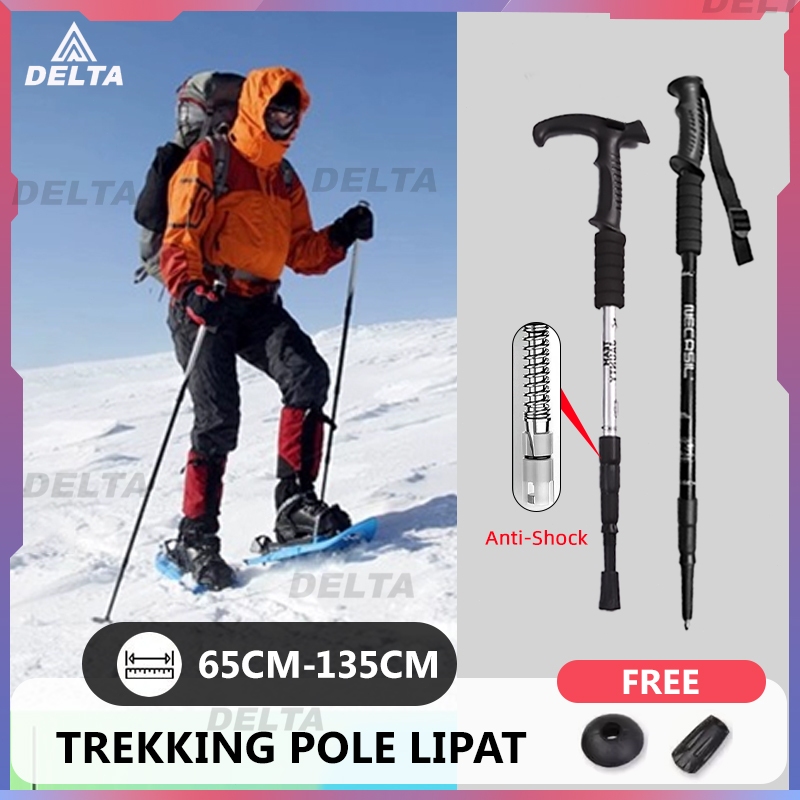 DELTA Tongkat Gunung Tongkat Pendaki Ringan Teleskopik Peralatan pendakian gunung