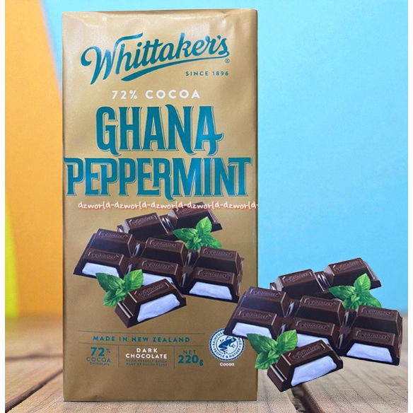 

Whittaker's 200gr Ghana Peppermint Coklat Whittakers Witakers Import Made ini New Zealand 72% Cocoa 200 gr Cokelat Ghanna Mint
