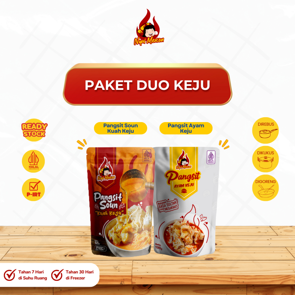 

Kadaharan Sunda - Nyai Mercon- Paket Duo Keju (Pangsit Ayam Keju + Pangsit Soun Kuah Keju)