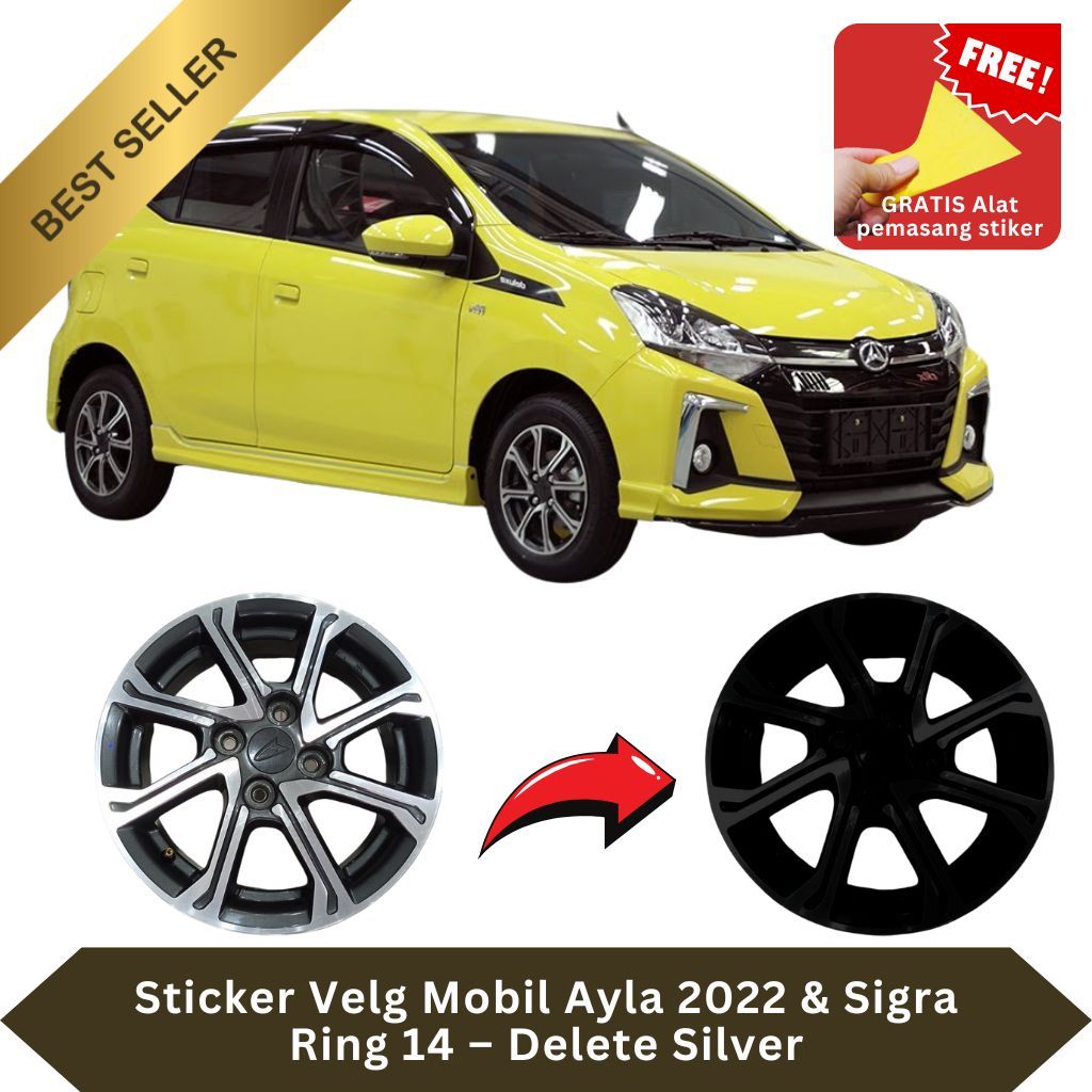 Sticker Velg Mobil Ayla 2022 & Sigra Ring 14 – Delete Silver