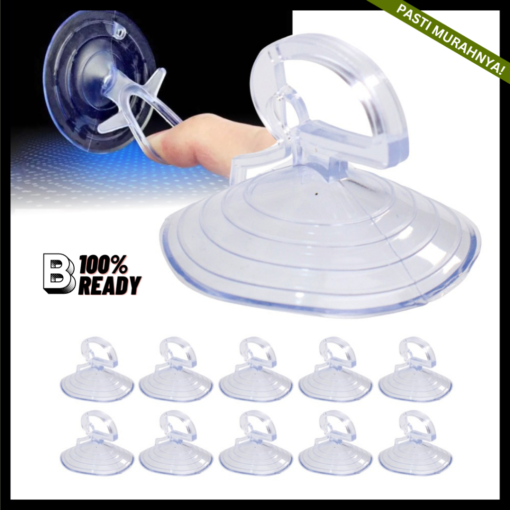Kop Cantolan Kaca / Kop Kaca 10 pcs / Hook Kaca Kop Karet / Tempelan Karet Bening / Kop Kaca Bening