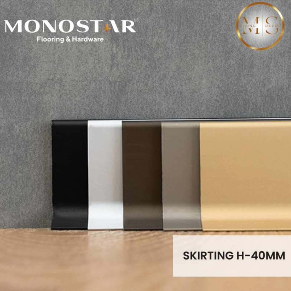 LIST PLINT SKIRTING ALUMUNIUM MONOSTAR – AKSESORIS LIST LANTAI 4CM PANJANG 3M