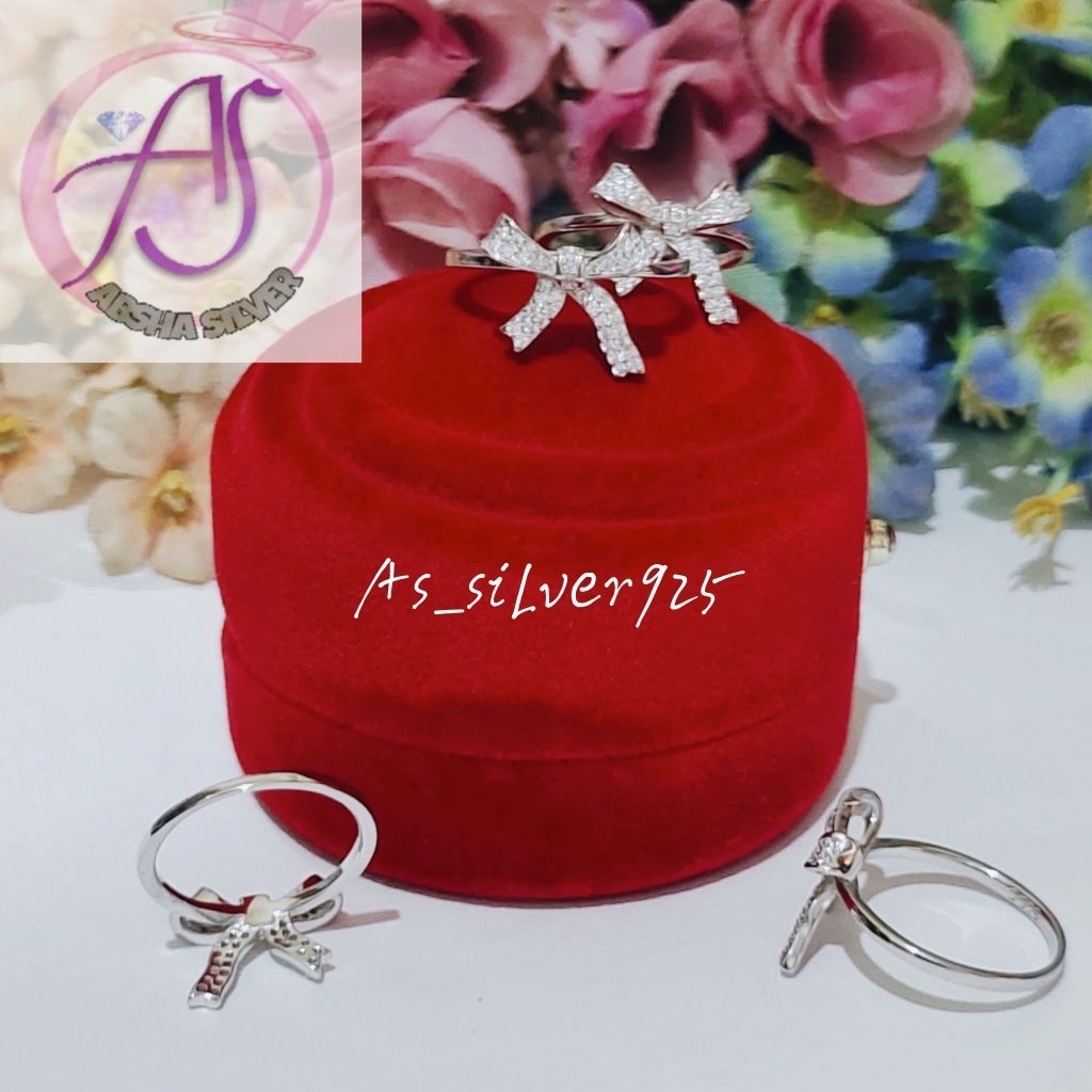 CINCIN PERAK PITA ASLI SILVER 925 LAPIS MAS PUTIH -RING FASHION WANITA