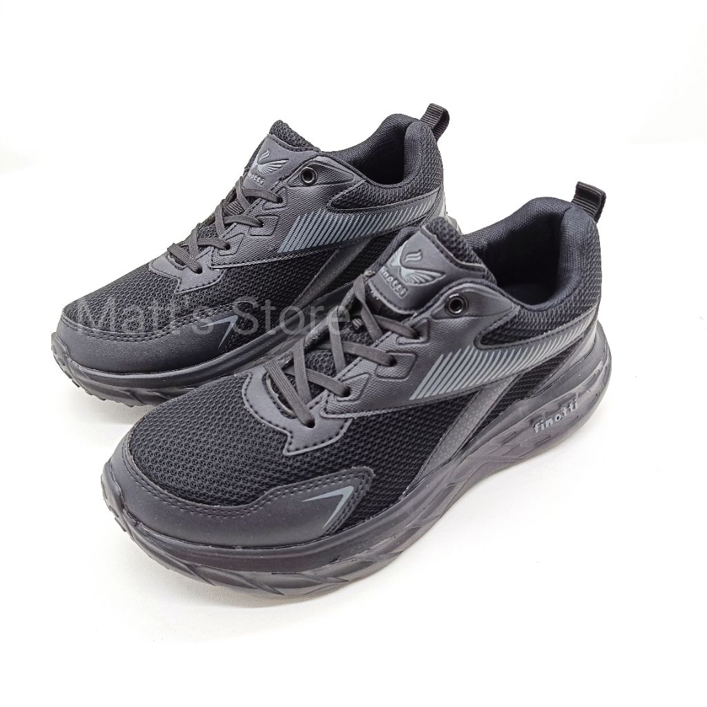 Sepatu sneakers hitam polos sekolah Finotti Walden - size 38-43 - 100% original