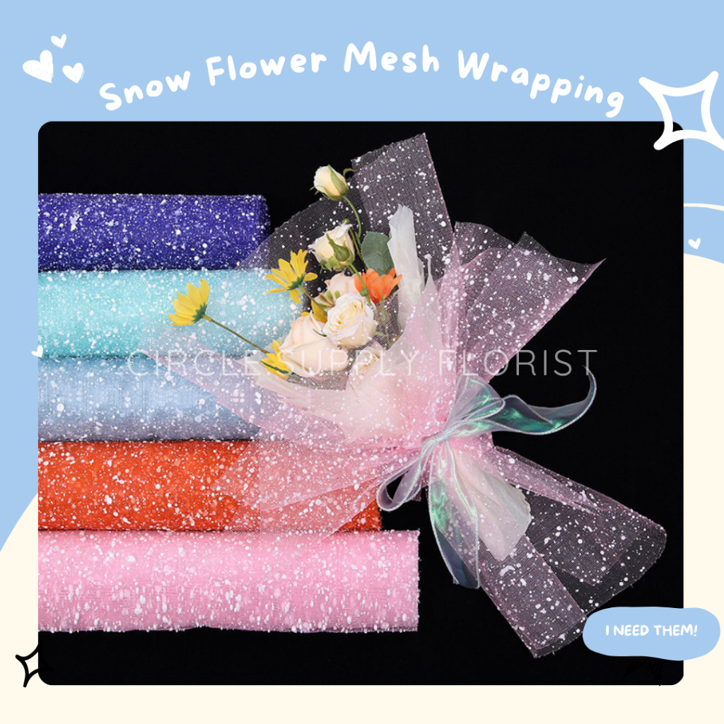 

[ROLL] SNOW MESH SALJU Roll 4 Yard Korean Wrapping Flower Tile Salju Buket Bunga Wrapping Paper