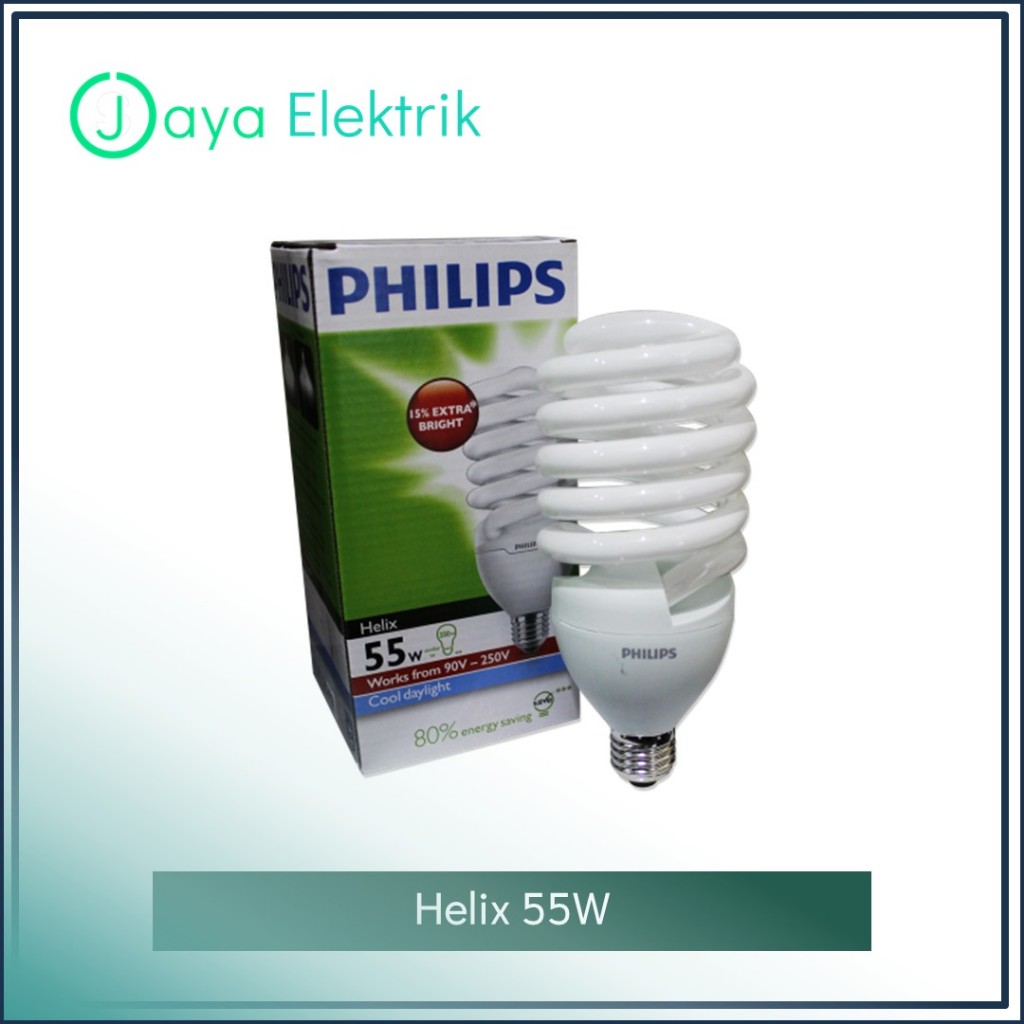 Lampu Philips Helix 55W 55 Watt Putih E27 - Lampu Spiral Tornado 55 W 55Watt Hemat Energi Grosir