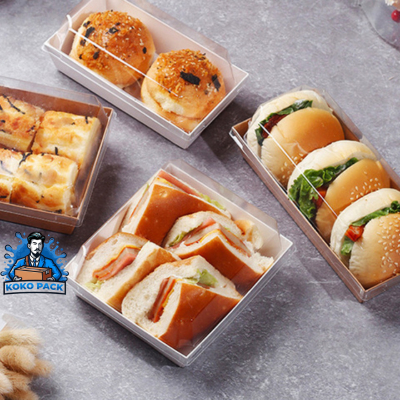 (1 pcs) Box Mika Sandwich Paper Box Sandwich Salad Brownies box bento