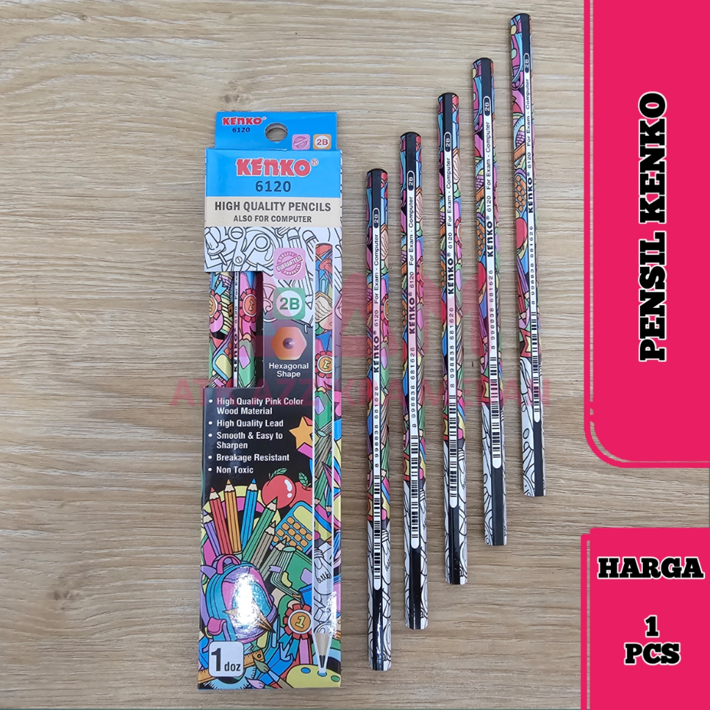 

Pencil 2B Kenko 6120 Motif Doodle Pensil Kayu Komputer Ujian Hexagonal
