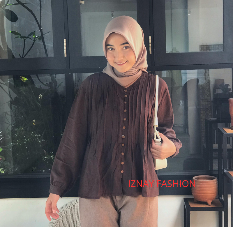 Blouse Putih Wanita Blose Cewek Remaja Lengan Panjang Blus Korean Style Kekinian Cantik Modern Blues