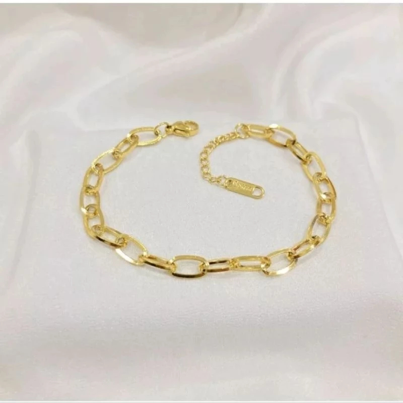 Gelang Tangan Wanita Titanium Emas Anti Karat