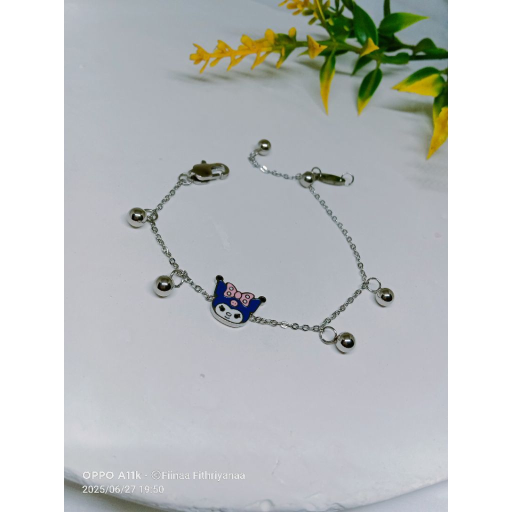 Gelang Anak Kuromi Titanium/Gelang Serut Anak Karakter/Gelang Serut Anak Titanium