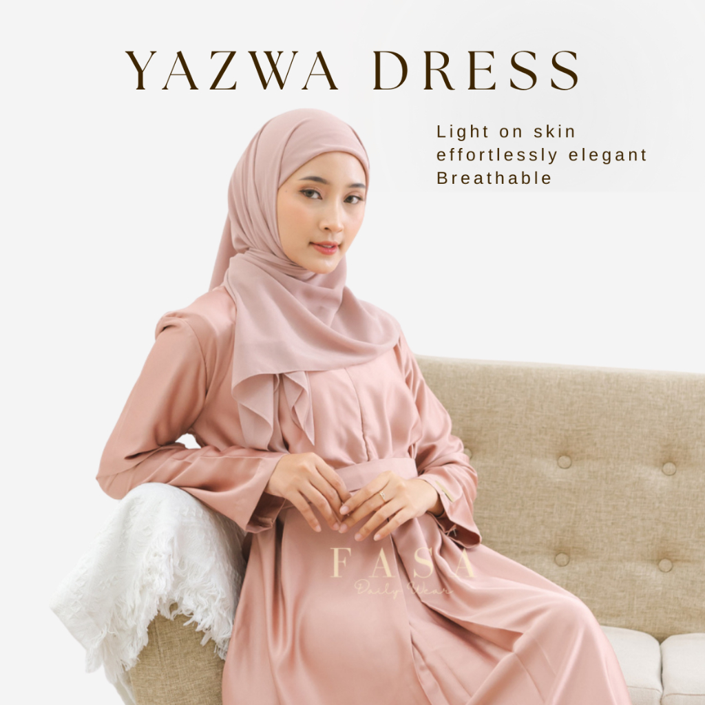 Fasadailywear - Yazwa Long Dress Satin - Gamis Abaya - Gamis Abaya Polos - Abaya Gamis Syar'i Includ