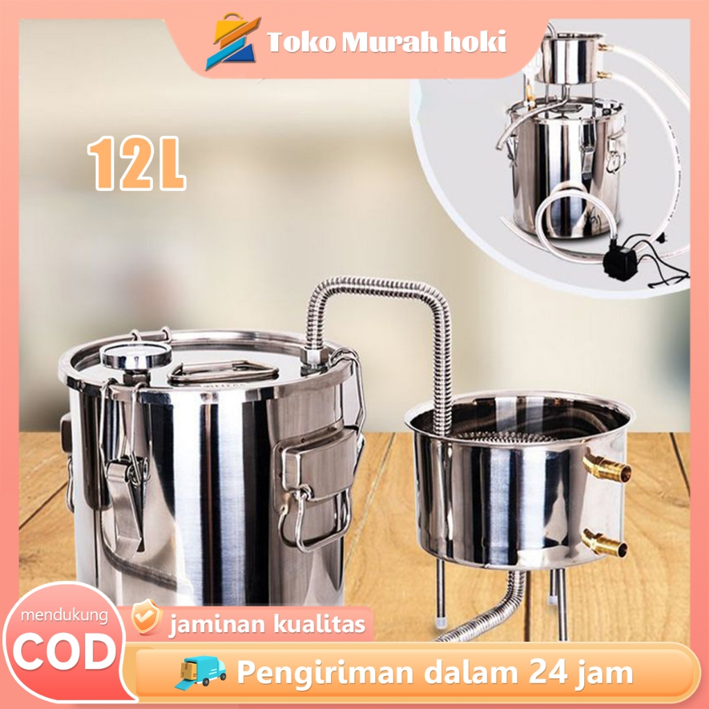 Distiller Moonshine Alkohol Stainless Steel 12L Distiller Baja Penyulingan Destilasi Alat Destilasi