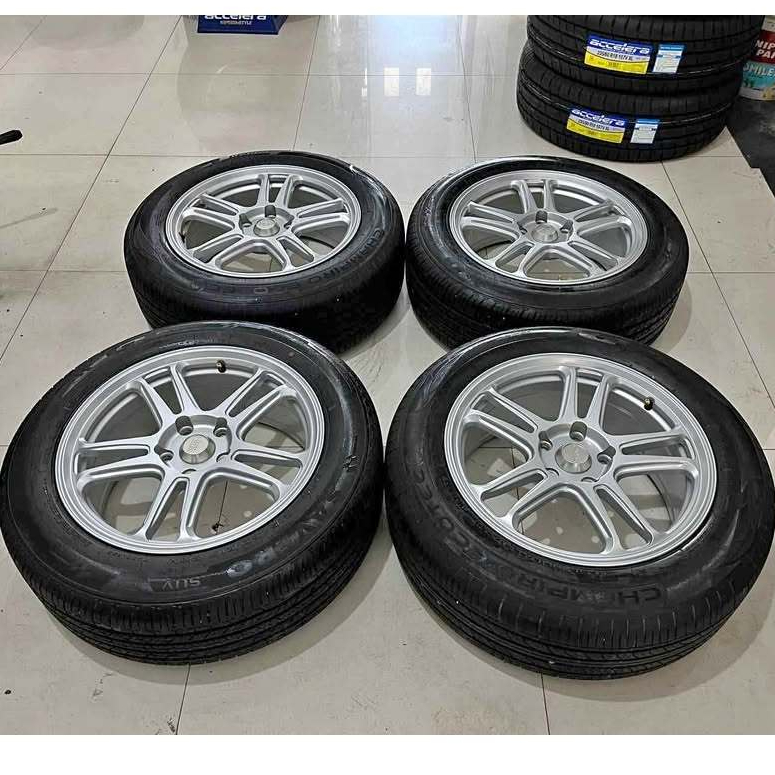 VELG MOBIL BEKAS PELG SECOND HSR NX SPO HSR RING 17 LEBAR 7,5 PCD 5X114 ET 45 SLV + BAN GT 215 60 R1