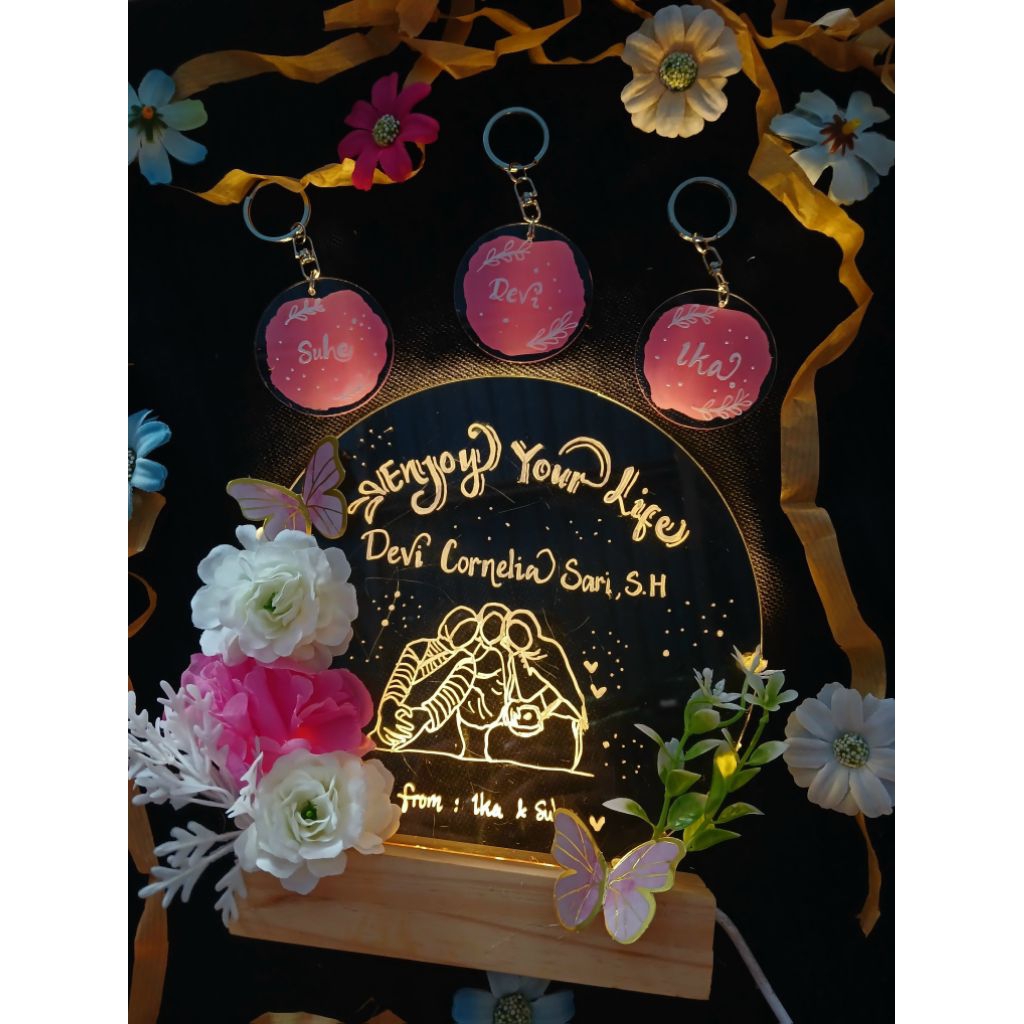 Akrilik Led Costum Bulat (Sketsa Handmade)