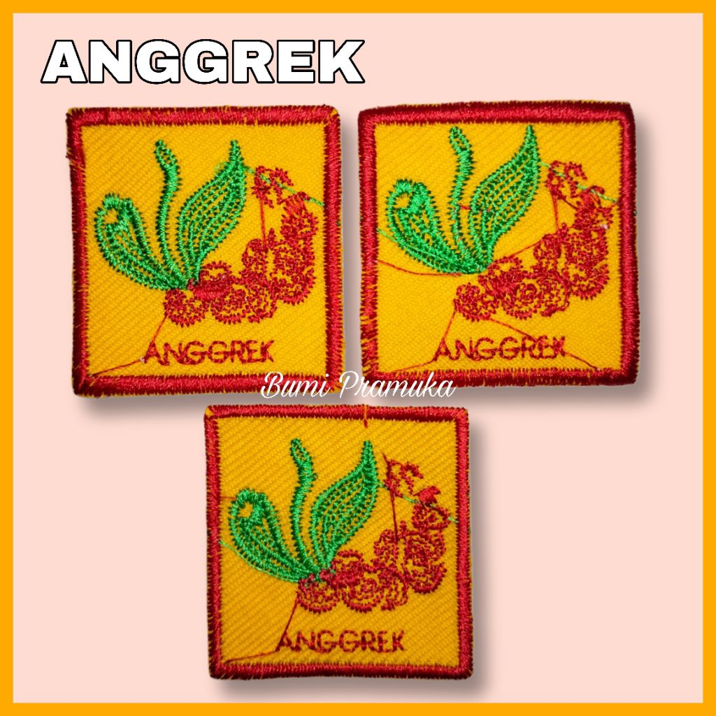 Tanda regu pramuka putri bordir bunga anggrek Bet bordir tanda regu anggrek