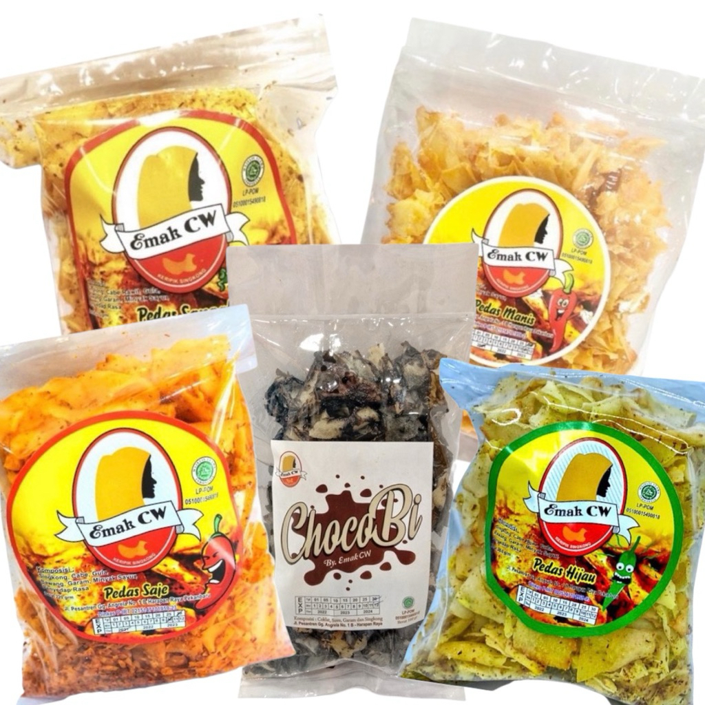 

Emak Cw - 5Pcs Keripik Singkong Paket Nage 81 ( Pedas Sangat, Pedas Saje, ChocoBi, Pedas Manis, Pedas Hijau )