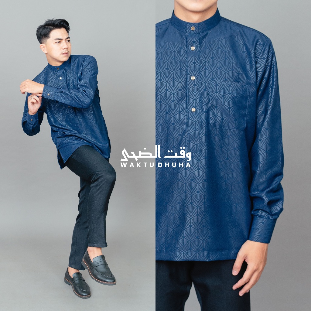 termurah waktu dhuha - baju koko pria lengan panjang manset kain premium adem koko umar