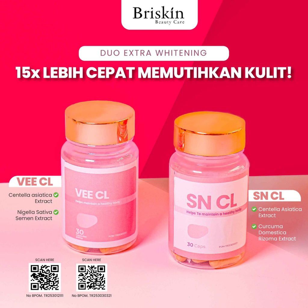 Brightskin Extra Duo Whitening - Suplemen Herbal Pemutih Badan | Setara 7x Suntik Putih | Kulit Bers