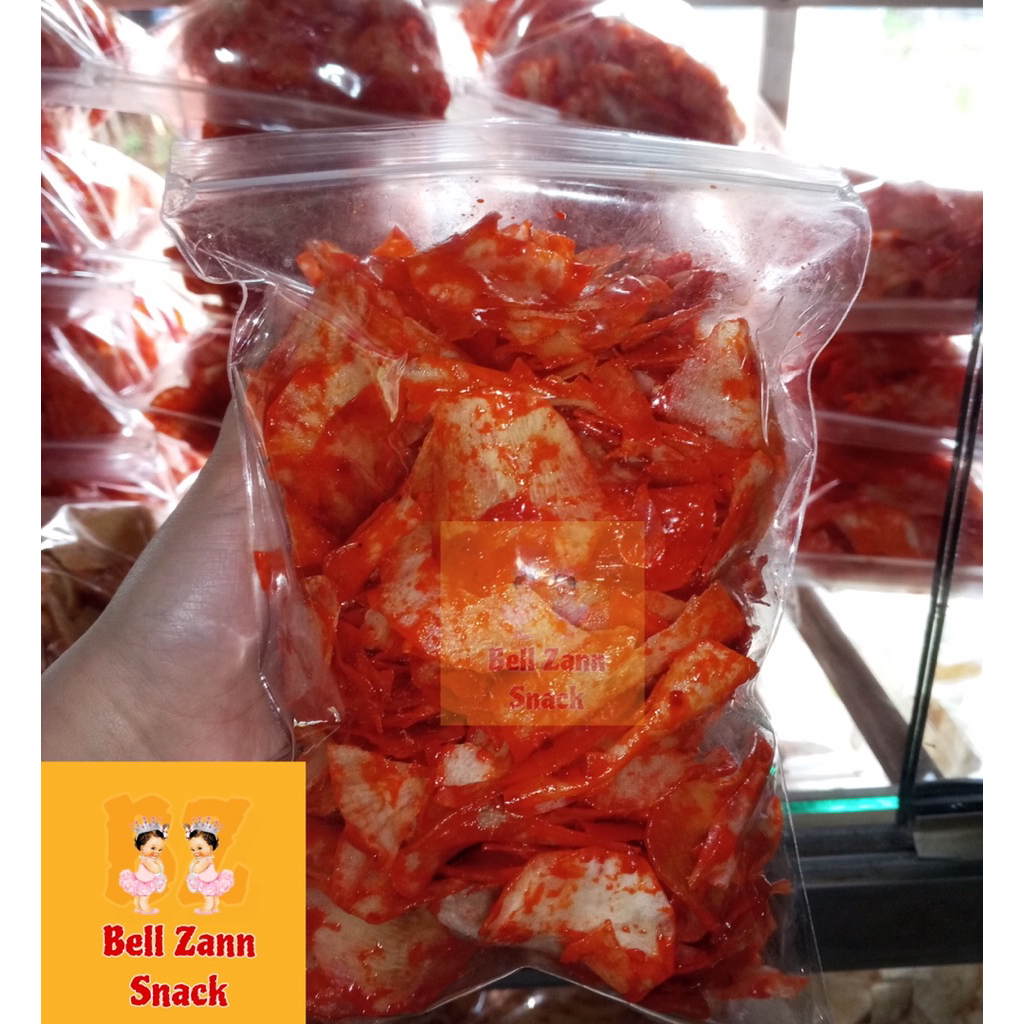 

Keripik singkong lengket pedas manis 250gr / keripik singkong sambal balado / Bellzann Snack