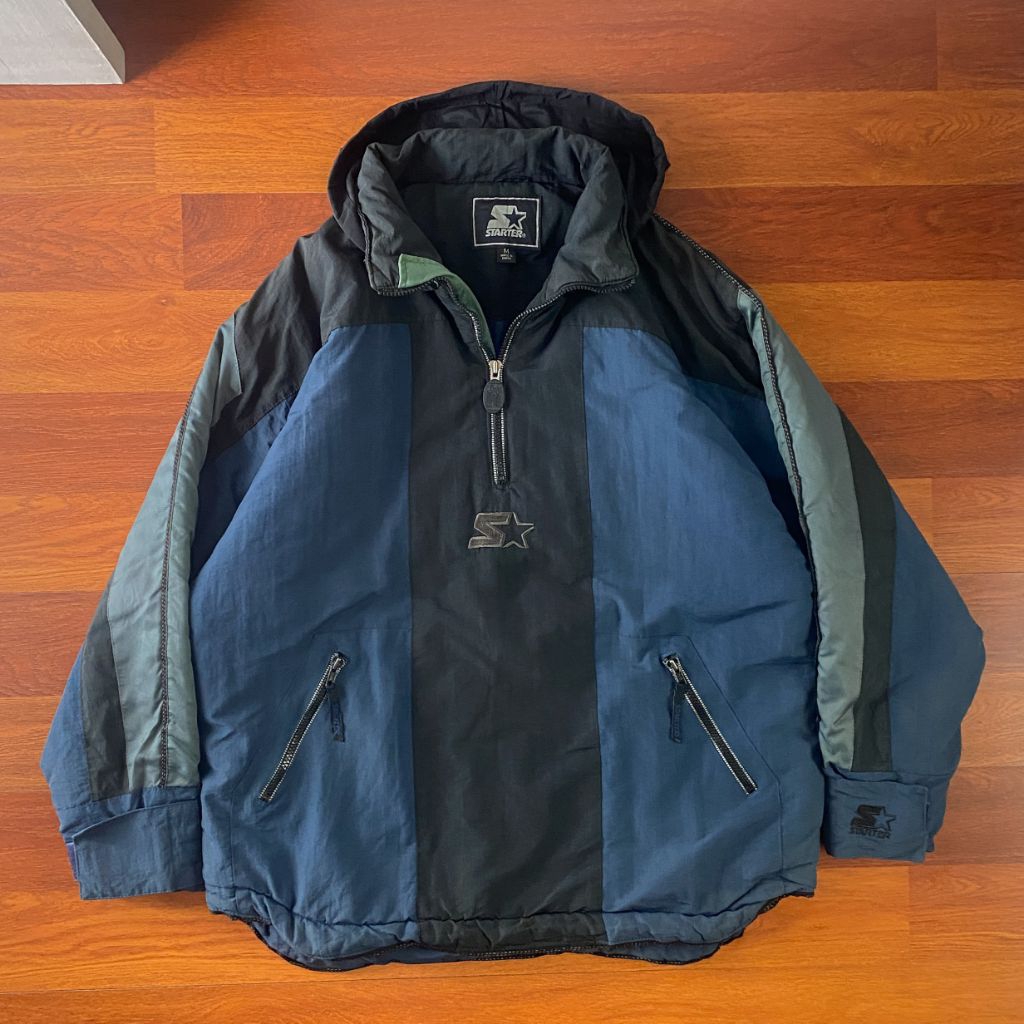 Starter center logo vintage puffer jacket ( XL+ ) pria