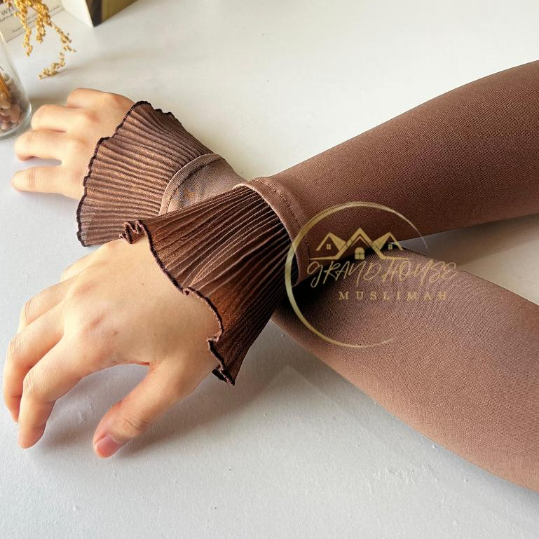 Handsock Ruffle Manset Tangan Muslimah Plisket Syari Premium