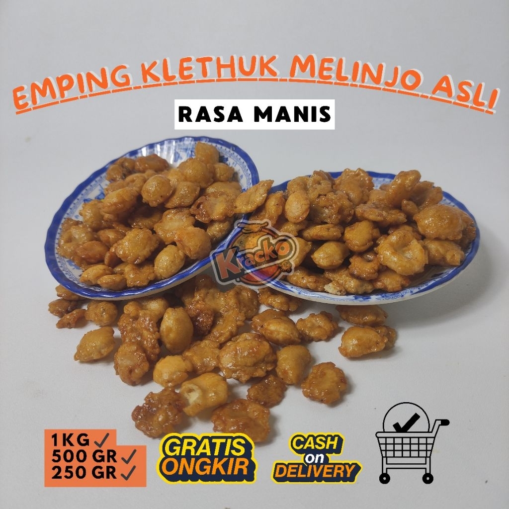 

KRACKO Emping Klethuk Kletuk Melinjo Asli 1 Kg 500 Gram 250 Gram Rasa Manis Gurih Renyah Mlinjo