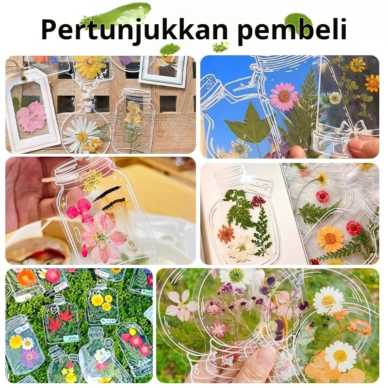 

Set bahan penanda buku bunga kering DIY, penanda buku daun buatan tangan, koleksi masa kecil dalam botol, alat DIY bunga kering musim semi