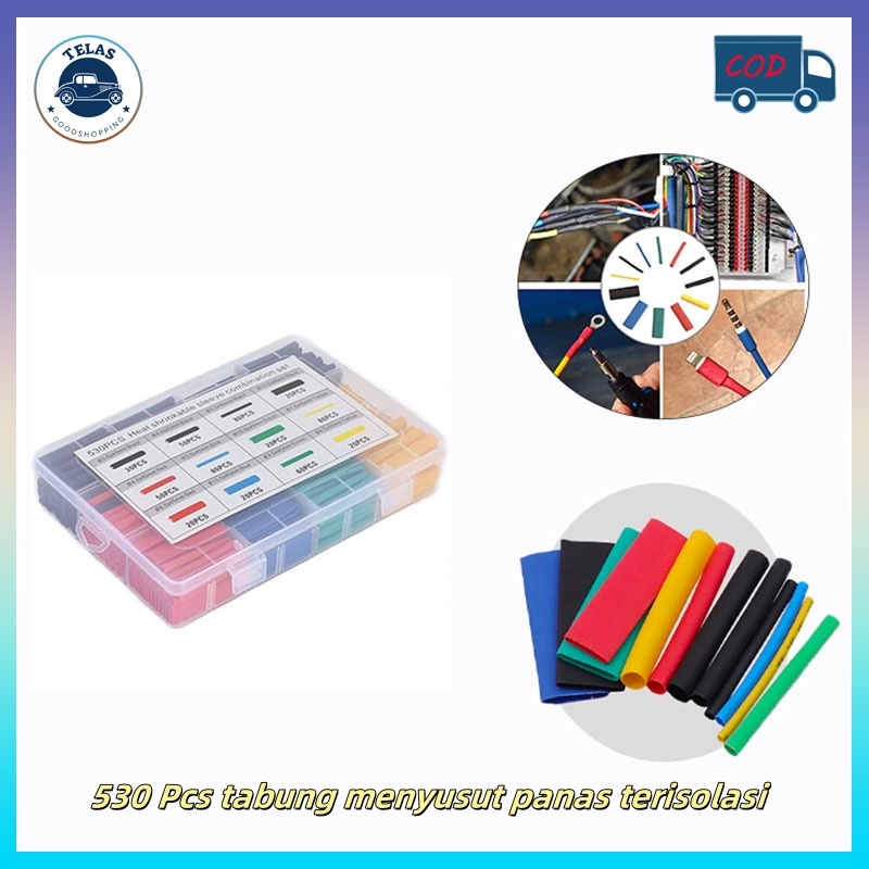 530pcs Set Kabel Bakar Heat Shrink Warna Warni /Heat Shrink Tube Selang Bakar Kabel Isolasl Bakar / 