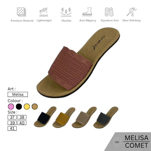 Comet - Sandal Wanita Melisa Slop Rajut Sandal Slid Wanita Sandal Flat Sandal Teplek