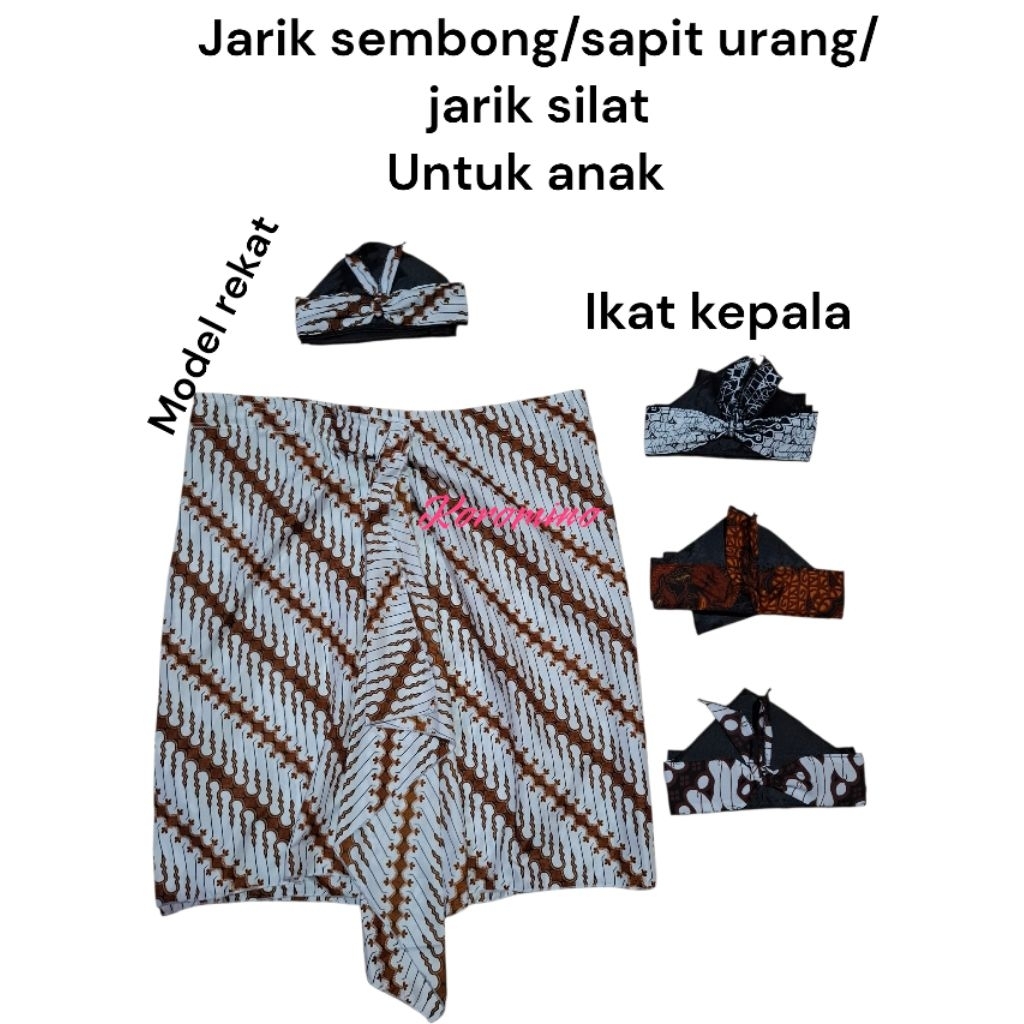 jarik sembong/jarik silat anak 5-9 th dan ikat kepala
