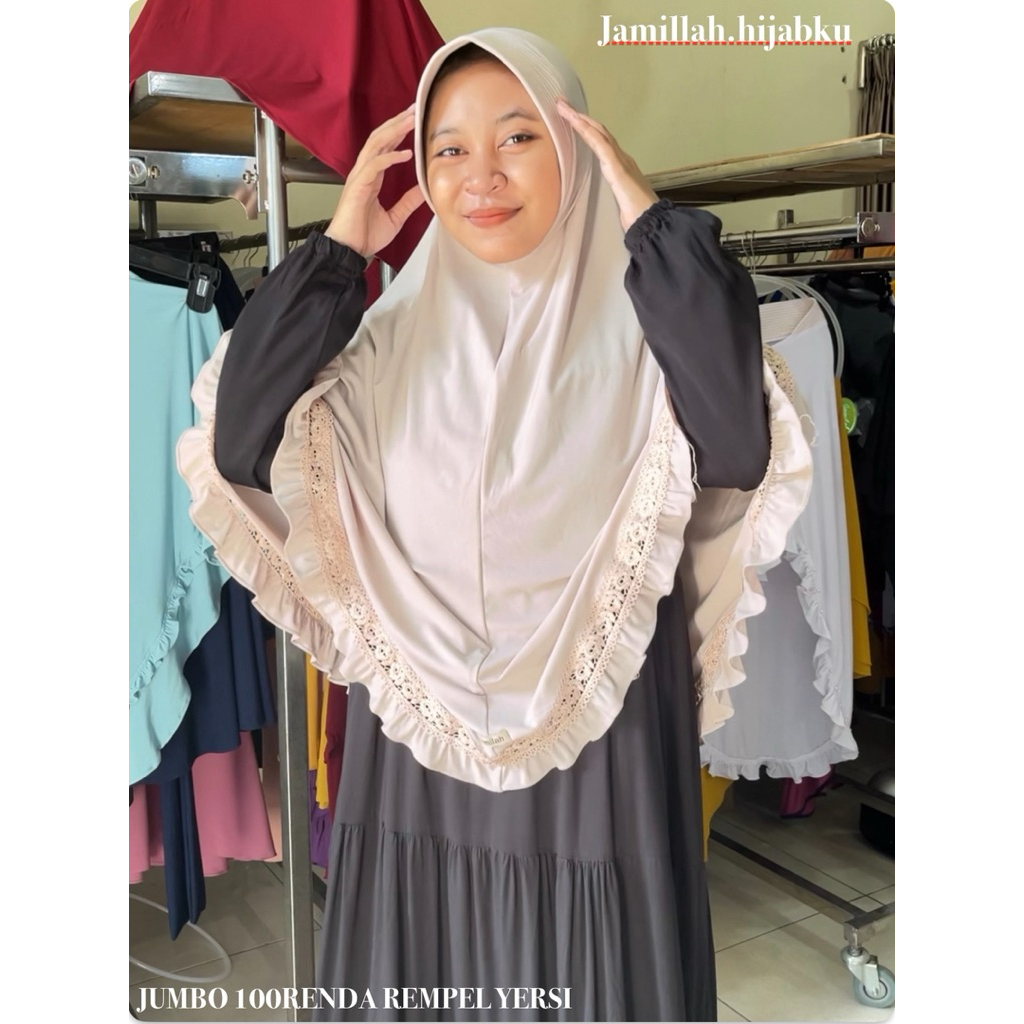 Jumbo 100 Renda Rempel Hijab Instant Syar'i Renda Jumbo Ori Jamilah Hijab