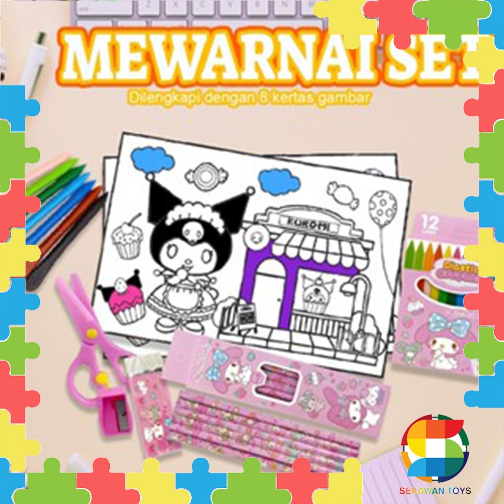 

Alat Mewarnai Anak Set/ Plastic Crayon Lengkap/ Alat Tulis Kertas Mewarnai Anak Lengkap 8857B