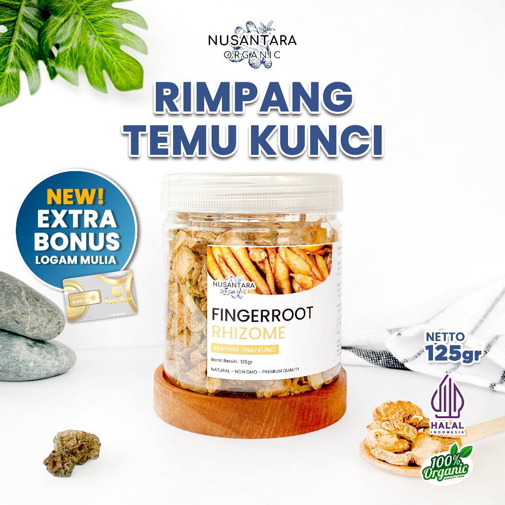 

Nusantara Organic Temu Kunci Fingerroot Kualitas Asli Rempah Alami Irisan Kering Organik 125gr