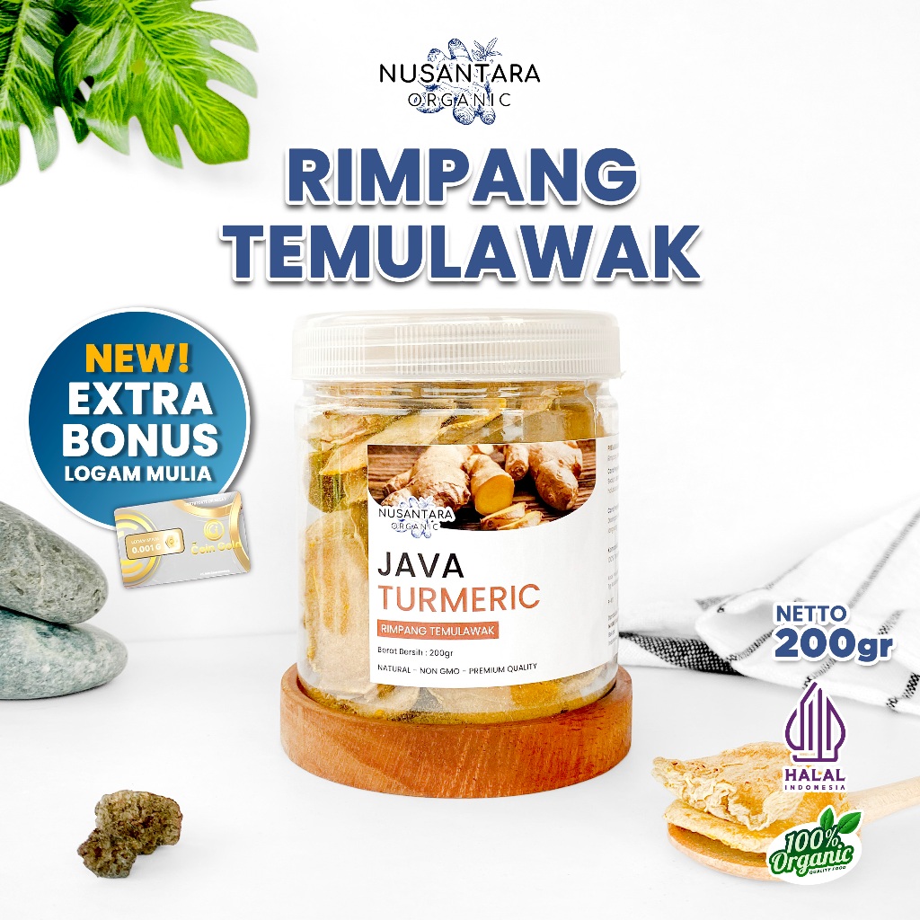 

Nusantara Organic Temulawak Kering Dried Curcuma Slice Bumbu Sehat Alami Non MSG Organik 200gr