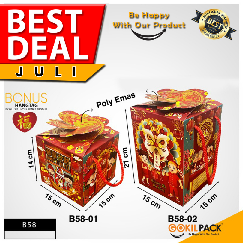 

Kotak Imlek 2024 - Kotak Chinese New Year 500 gr isi 2 toples - Box CNY - B58