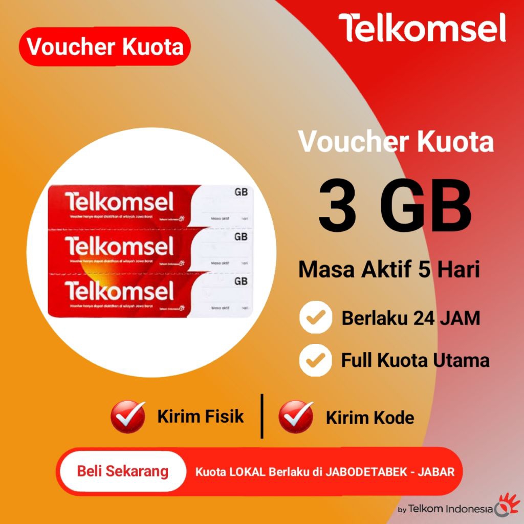 Voucher Telkomsel 3 GB 5 Hari / Voucher Kuota Telkomsel 3 GB