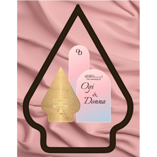 Satu Set Mahar Wayang Gunungan Akrilik Gold Emas + akrilik brush gradasi bahan mahar