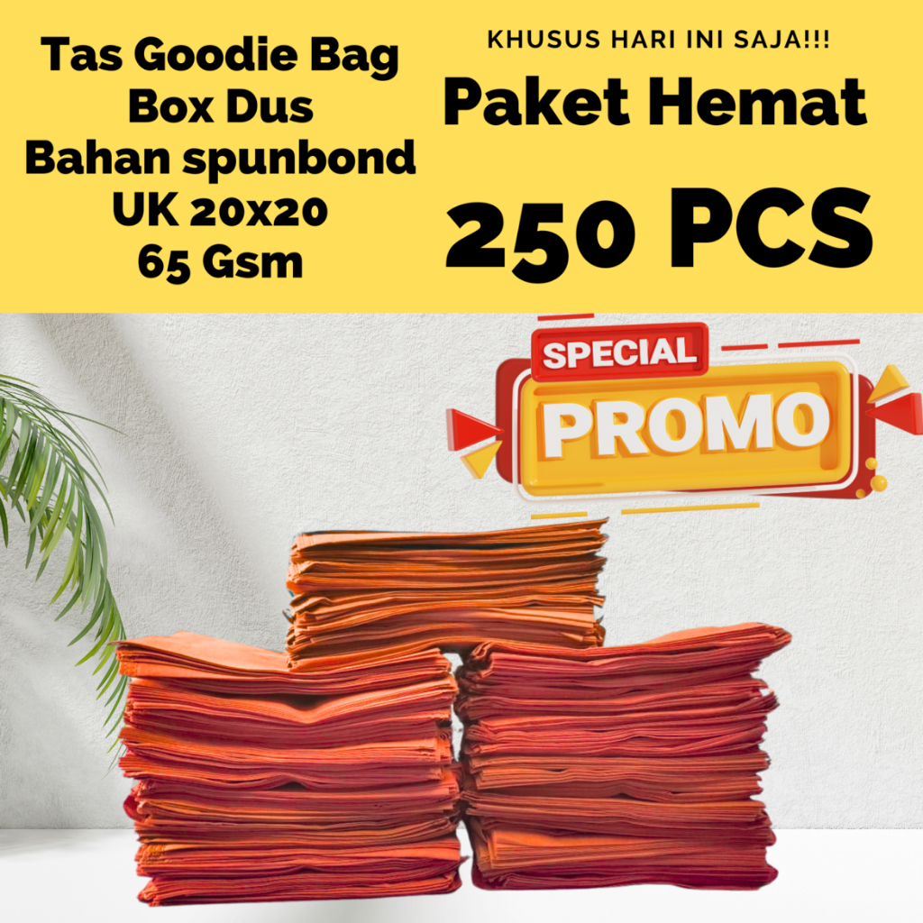 

(PAKET HEMAT 250-PCS) Ukuran 20x20 | Tas goodie bag Box Dus Pres | Bahan spunbond | Tas box nasi DLL