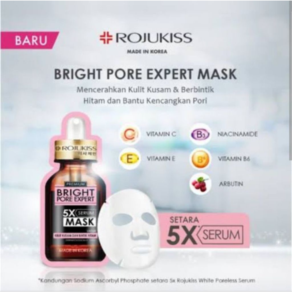 Rojukiss Bright Pore Expert 5x Serum Mask Rijek kemasan