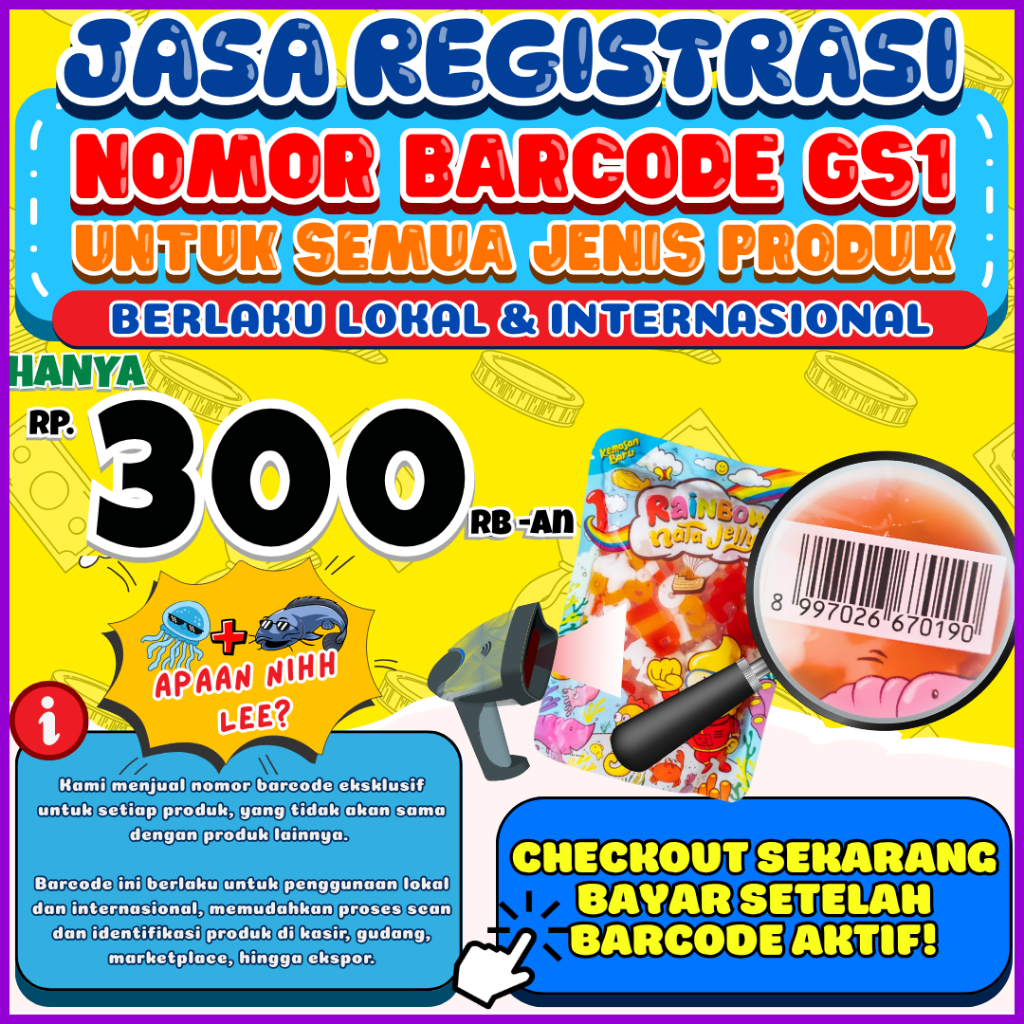 RegistrasiNomorBarcodeGS1Untuk Scanner Axelpos Barcode GS1 - Barcode GS1 EAN13 untuk Mesin Scanner S